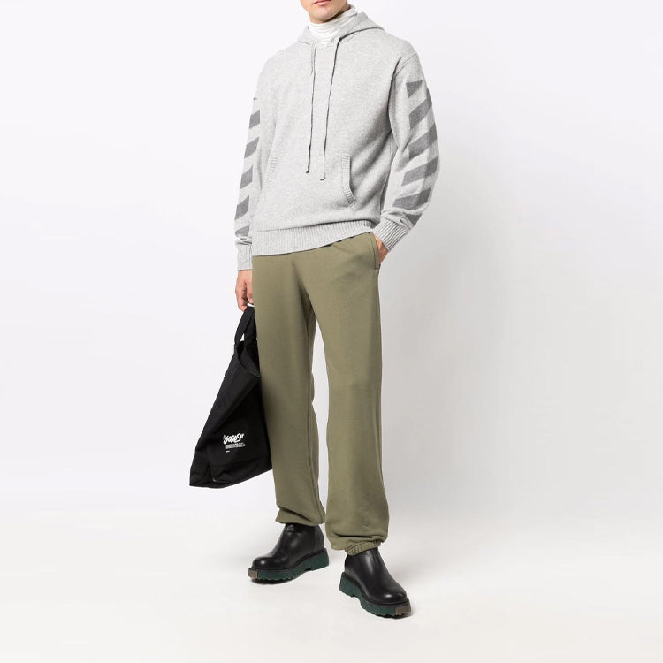Men's Off-White FW21 Elastic Waistband Solid Color Sports Pants/Trousers/Joggers Loose Fit Green OMCH029F21FLE0015555