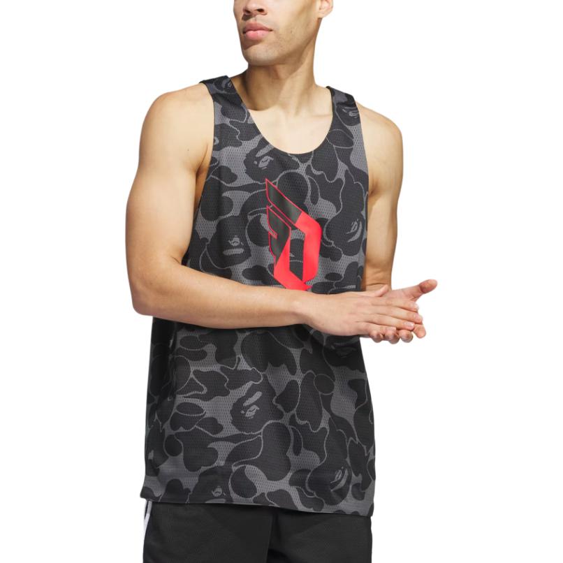 adidas x BAPE Dame 9 Reversible Basketball Jersey Asia Sizing 'Carbon' JF1154