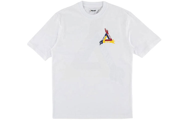 Men's PALACE x Jean-Charles de Castelbajac Design Crossover Printing Short Sleeve White T-Shirt P16TS151
