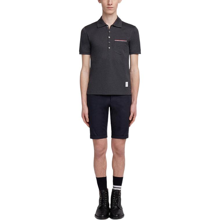 THOM BROWNE Collar Short Sleeve T-Shirt 'Charcoal' MJP022A-01455-025