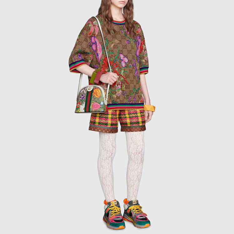 (WMNS) Gucci GG Floral Printed Crewneck For Brown 606083-XKA7F-2006