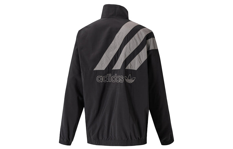 adidas originals logo Printing Stand Collar Sports Jacket Gray GL6156