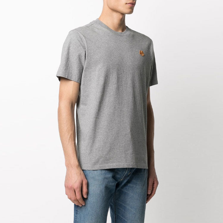 Men's KENZO SS21 Small Tiger Head Pattern Embroidered Round Neck Short Sleeve Gray FB55TS0034SA-95