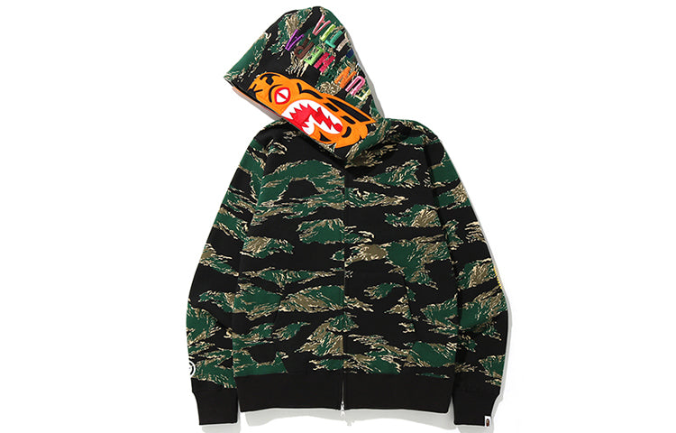 Men's BAPE Alphabet Camouflage hooded Zipper Cardigan 0ZXSWM15011XD