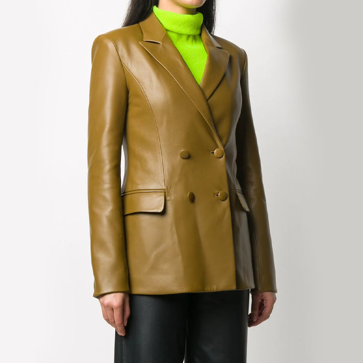 (WMNS) Off-White Double Breasted Peaked Labels Blazer OWJA036E20LEA0016363