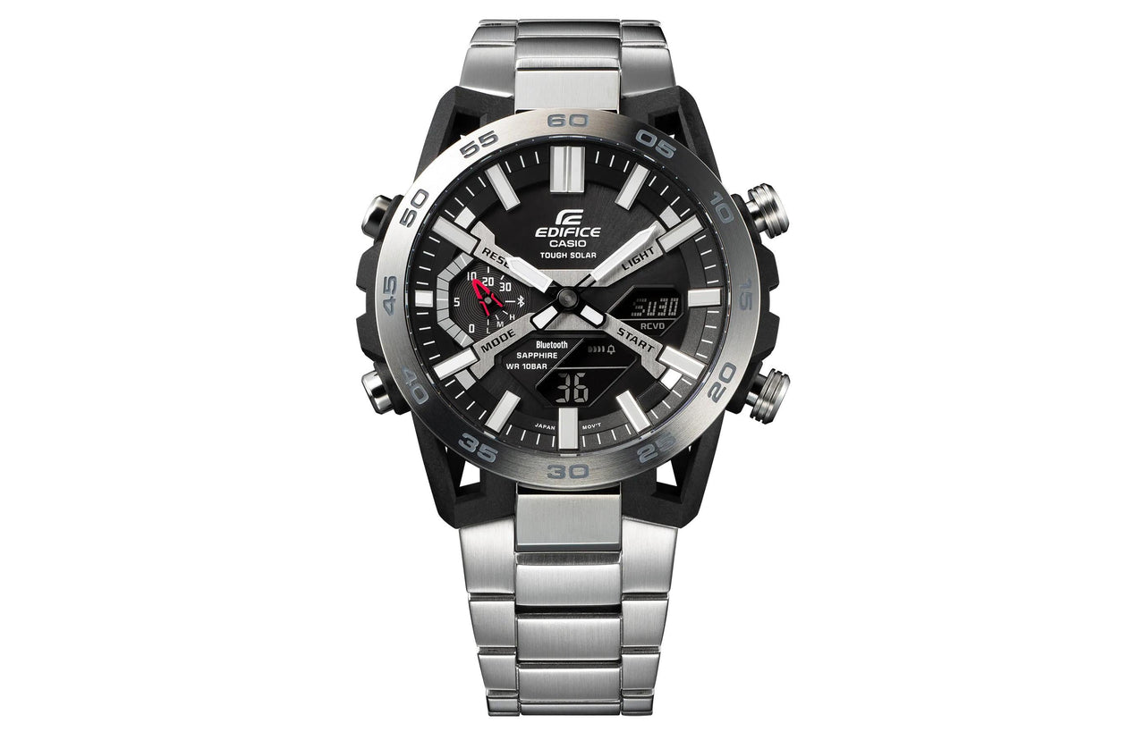 Men's CASIO EDIFICE Racing Waterproof Quartz Movement Watch 47.8*51*10.8mm Silver Gray Mens ECB-2000YD-1AJF