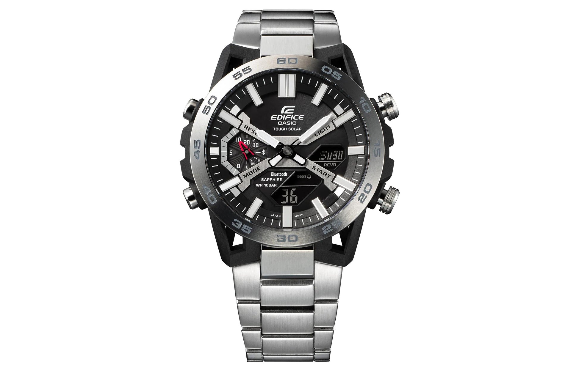 Men's CASIO EDIFICE Racing Waterproof Quartz Movement Watch 47.8*51*10.8mm Silver Gray Mens ECB-2000YD-1AJF
