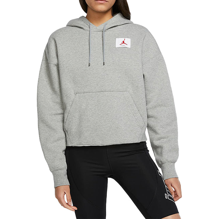 (WMNS) Air Jordan Fleece Pullover Hoodie Casual Sports 'Grey' CV7737-063