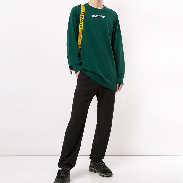 Off-White FW20 Graffiti Logo Printing Long Sleeve Men Green OMAB001E20JER0025701