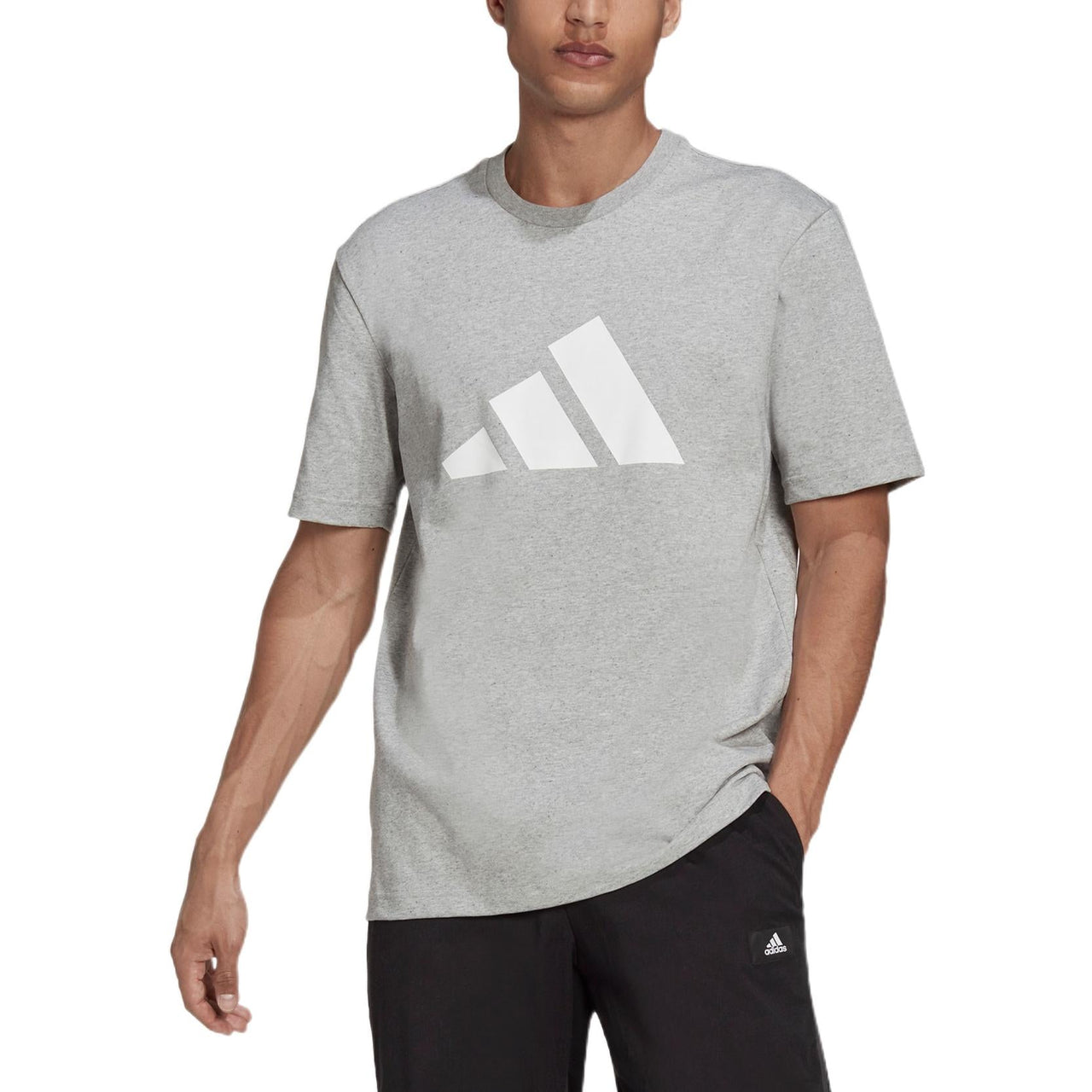 Men's adidas Logo Printing Pattern Round Neck Pullover Short Sleeve Gray T-Shirt HA7682