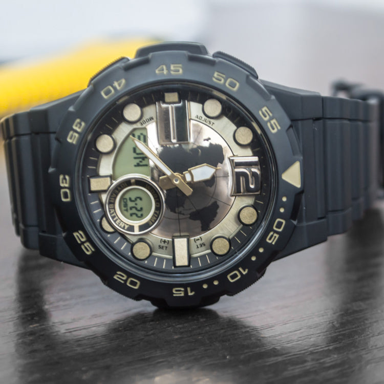 CASIO Male YOUTH Japan / South Korea Fashion Sports Mens BlackGold Analog AEQ-100BW-9AVDF