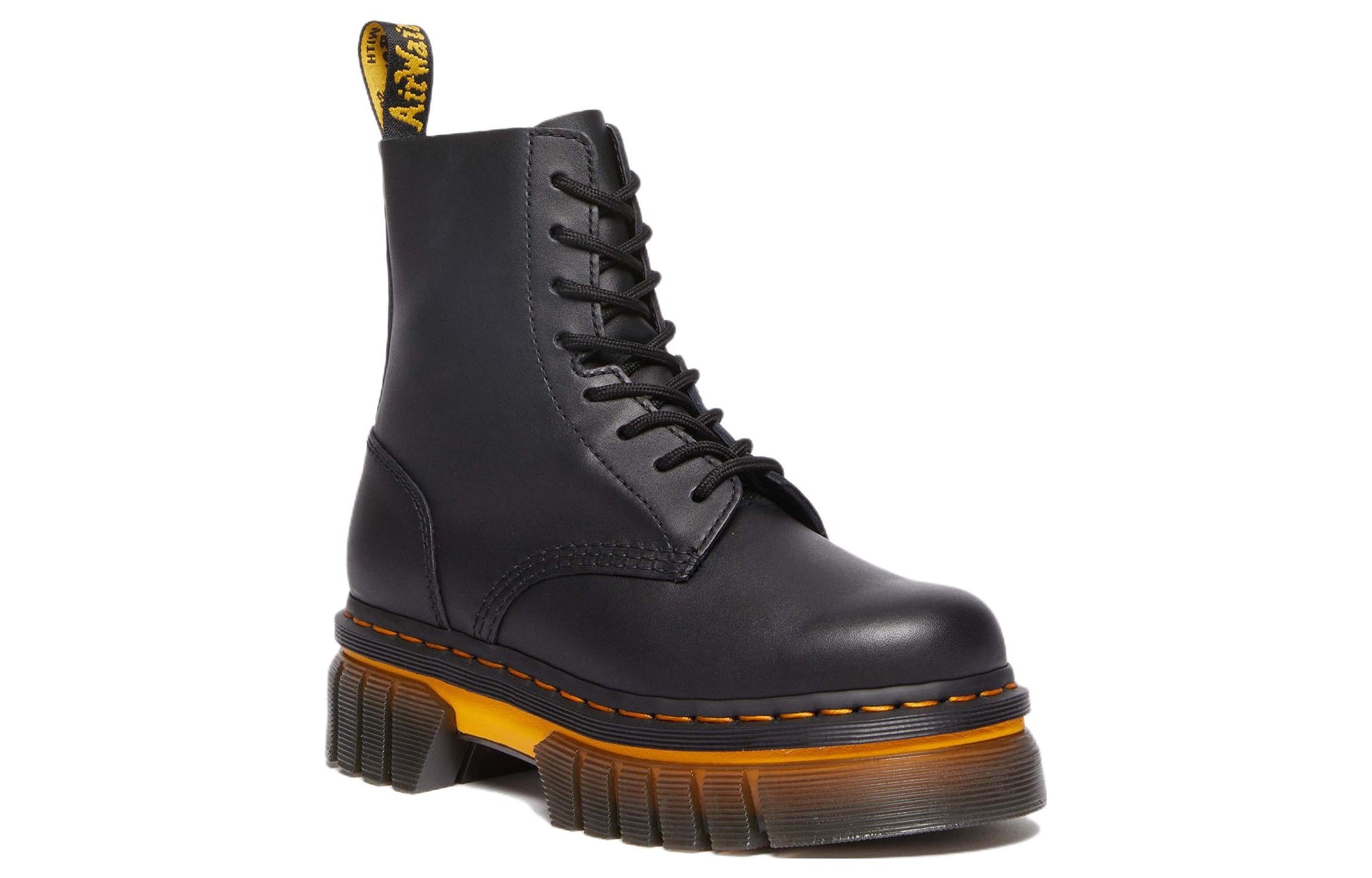 (WMNS) Dr. Martens Audrick Contrast Sole Leather Platform Ankle Boots 'Black' 30671001