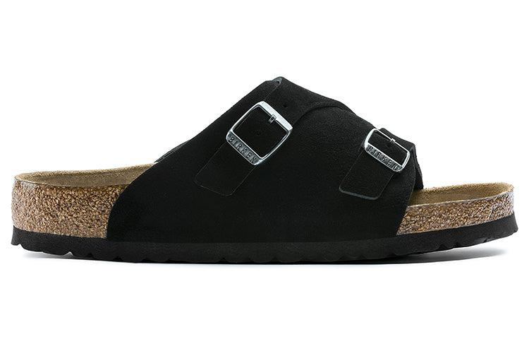 Birkenstock Zrich Soft Footbed Suede Leather Narrow Fit Sandals 'Black' 1009529