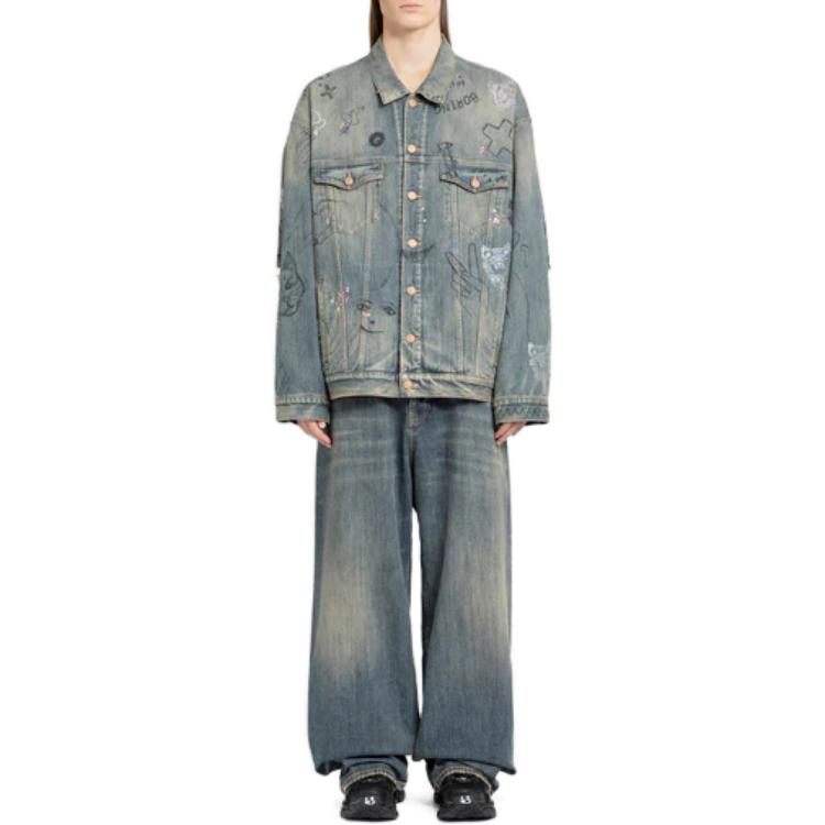 Balenciaga Graffiti Denim Jacket 'Light Blue' 721708TOW664036