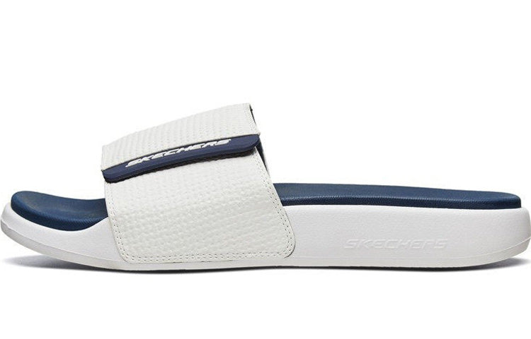 Skechers Velcro Outdoor Flat Heel Sports Slippers White Blue 51729-WNV
