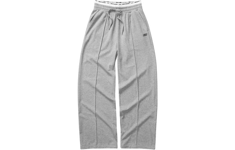 (WMNS) Skechers Solid Color Casual Loose Sports Pants 'Black Grey' L223W063