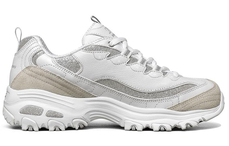 (WMNS) Skechers D'Lites 1.0 Low-Top Running Shoes White/Silver 13155-WSL