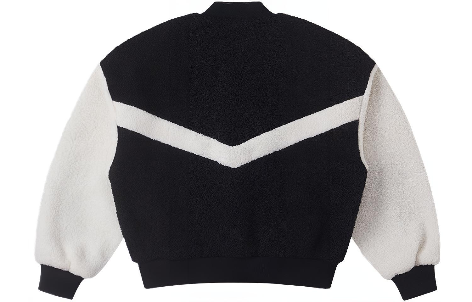 (WMNS) Converse Sherpa Varsity Jacket Asia Sizing 'Black White' 10025206-A01