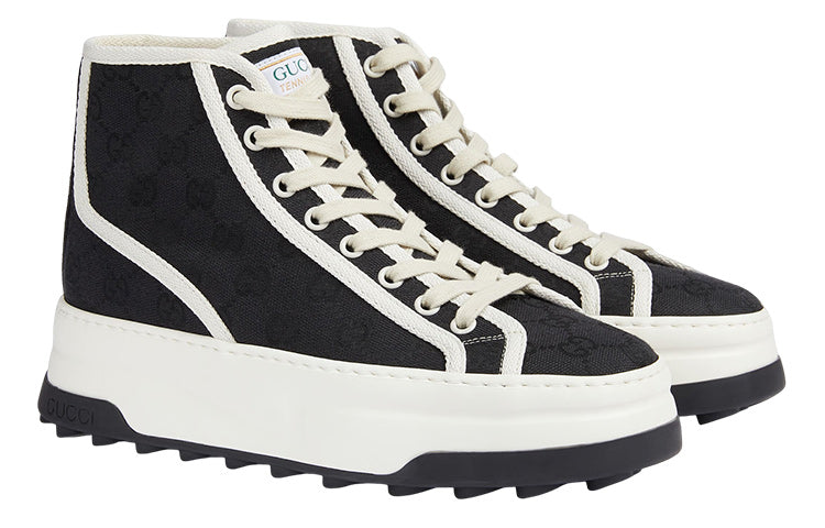 (WMNS) Gucci GG Blooms High-Top Sneakers 'Black White' 746768-20Q20-1043