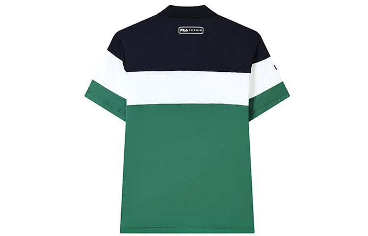 FILA Athletics Embroidery Logo Color Contrast Short Sleeve Polo Blue A11M133159F-NV
