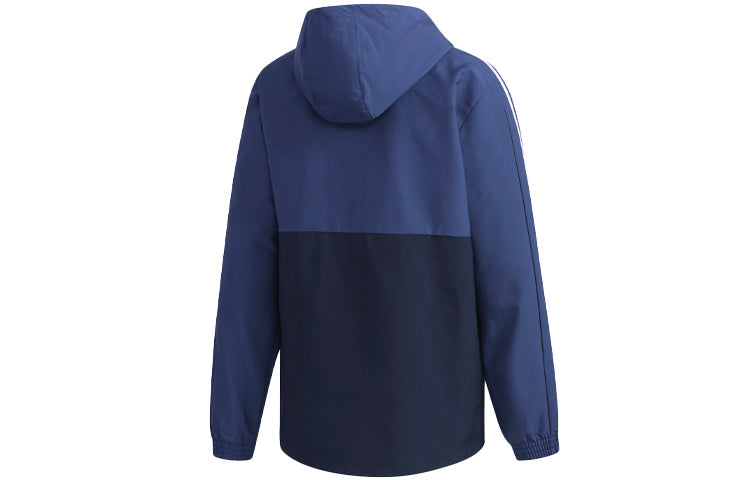 adidas Logo Printing Stripe Contrasting Colors Sports Hooded Jacket Blue FL8625