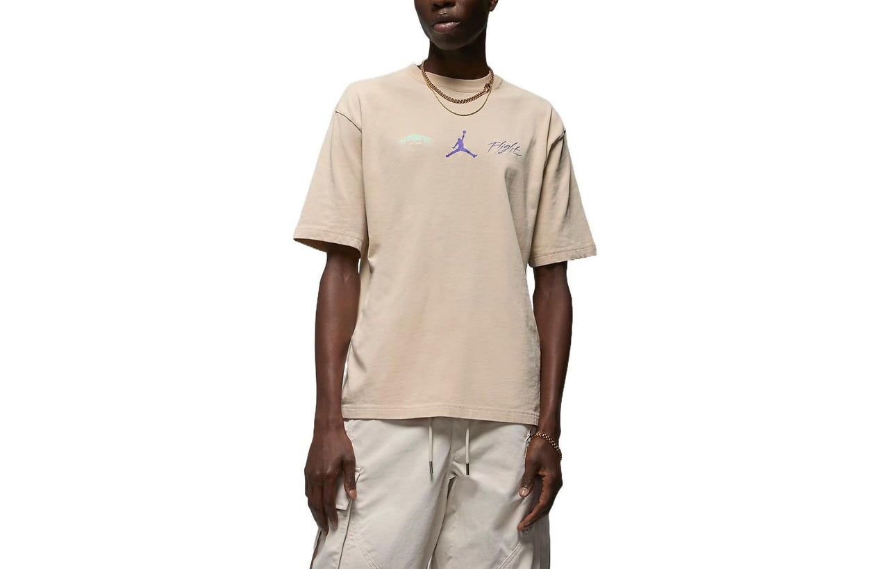 Men's Air Jordan Flight Heritage Back Alphabet Character Printing Round Neck Casual Short Sleeve Orange T-Shirt DM1444-126