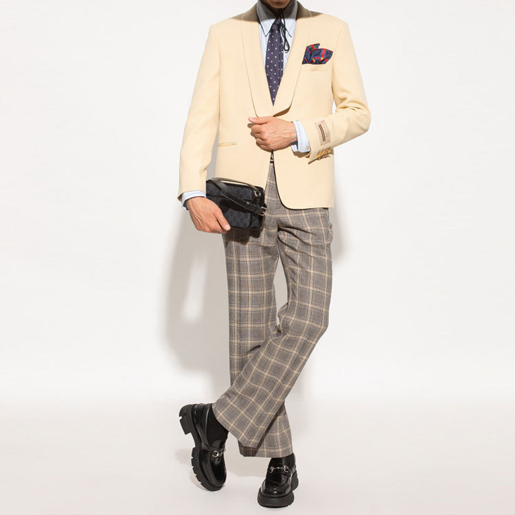 Gucci Checkered Linen Tailored Pants 'Grey' 672087-ZAILW-1136