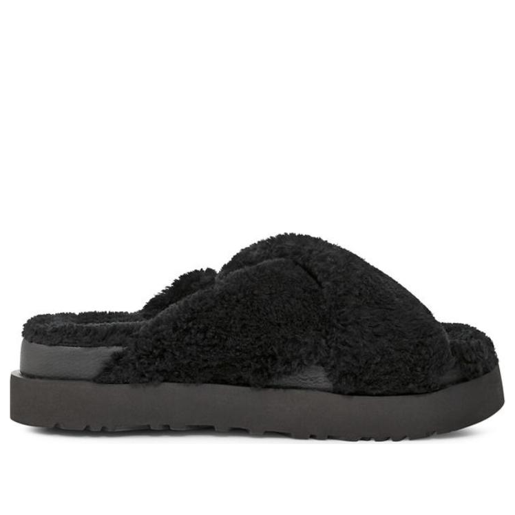 (WMNS) UGG Fuzz Sugar Cross Slide 'Black' 1135131-BLK