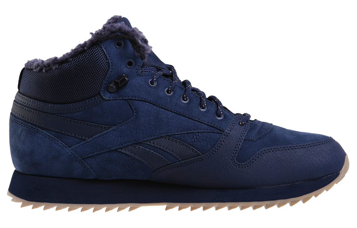 Reebok Cl Lthr Mid Ripple Sherpa Navy Blue Running Shoes DV5109