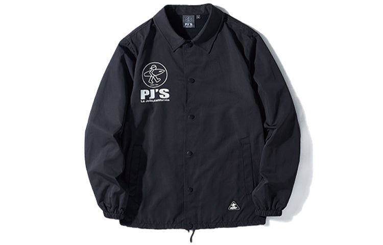 PJs Vigor Surf Alphabet Series Printing Coach Jacket Unisex Black 20SSJK1010-P