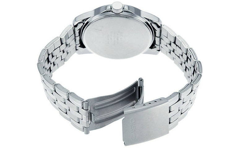 CASIO Waterproof Stainless Steel Strap Mens SilverBlue Analog MTP-1216A-2B
