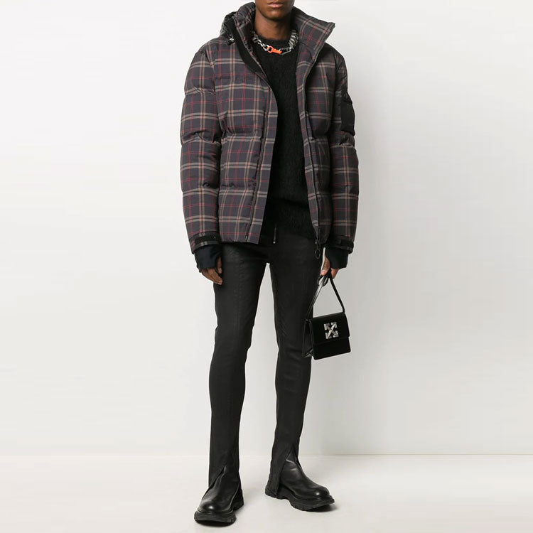 Off-White Plaid Jacket Slim Fit Version Navy Blue OMKI019F20FAB0024610