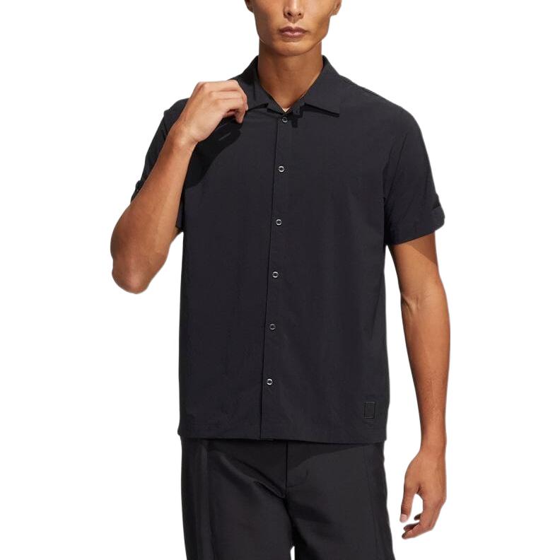 adidas Solid Color Casual Short Sleeve Shirt Black H64634