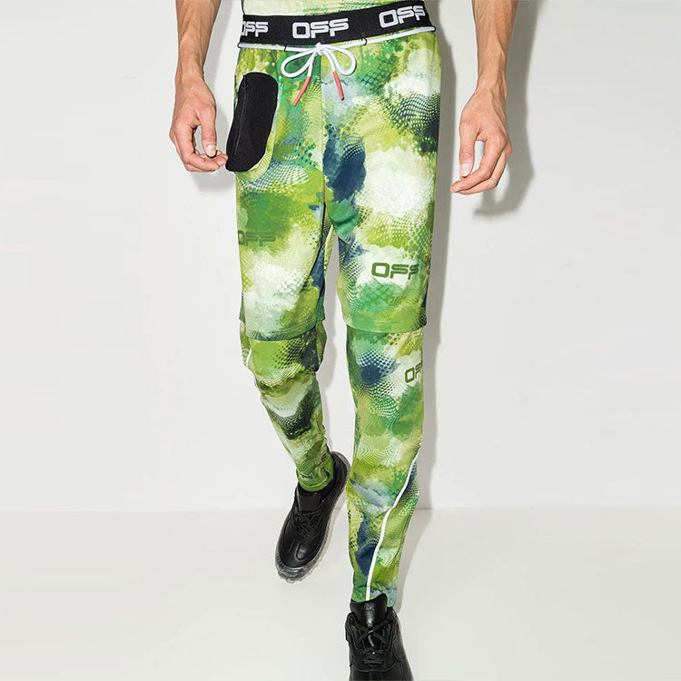Men's Off-White Camouflage Printing Casual Long Pants/Trousers Green OMVG014I21FAB0028400