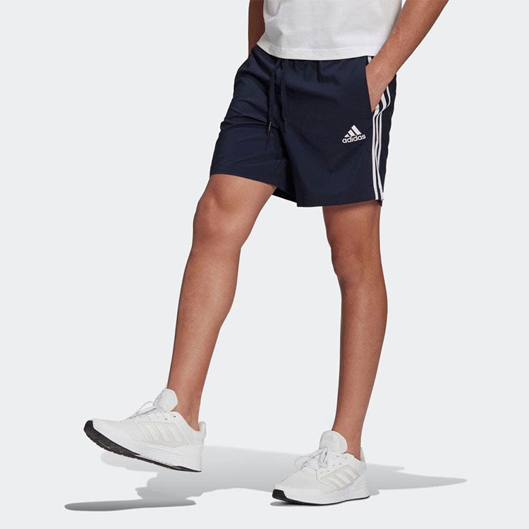 Men's adidas Aeroready Essentials Embroidered Side Stripe Straight Sports Shorts Blue GL0023