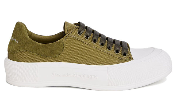 (WMNS) Alexander McQueen Deck Lace Up Plimsoll 'Khaki' 654593W4PQ13227