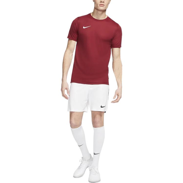 Men's Nike Dri-FIT Logo Printing Round Neck Pullover Short Sleeve Us Edition Wine Red T-Shirt BV6708-677