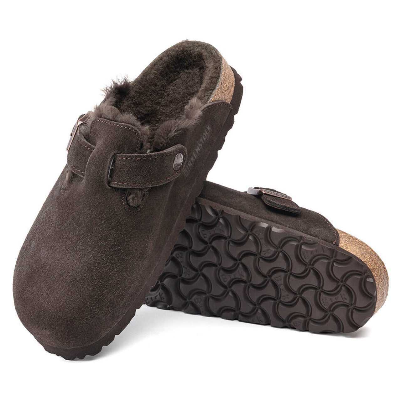 Birkenstock Boston Shearling Suede Shoes 'Mocha' 1020567