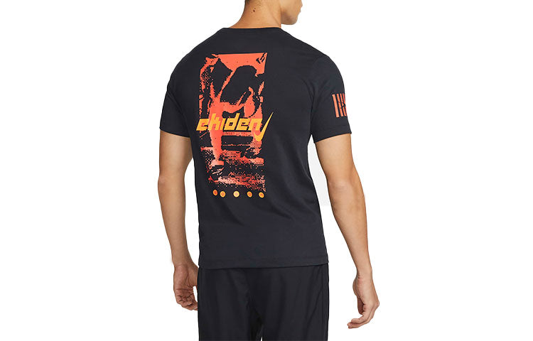 Men's Nike Dri-FIT Alphabet Pattern Running Round Neck Short Sleeve Black T-Shirt DD4486-010