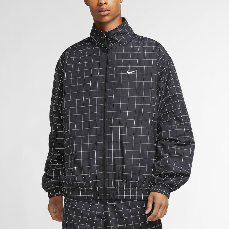 Nike Lab Casual Sports Woven Plaid Reflective Jacket Black DA0311-010