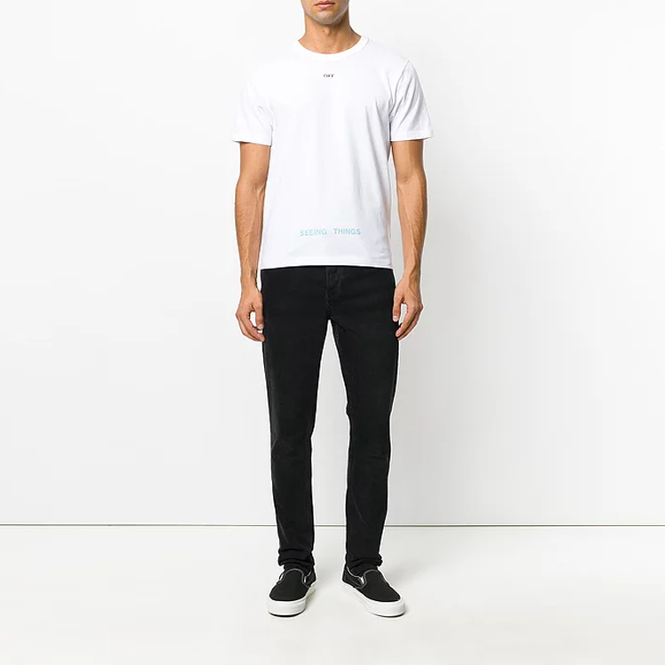 Men's Off-White Printing White T-Shirt OMAA014F171850470188