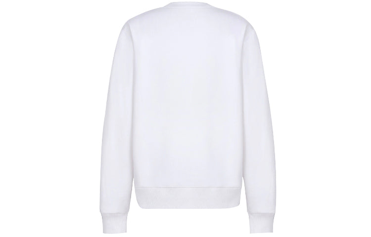 Men's DIOR SS22 Cotton Fleece Material Loose Long Sleeves White 213J687A0531-C001