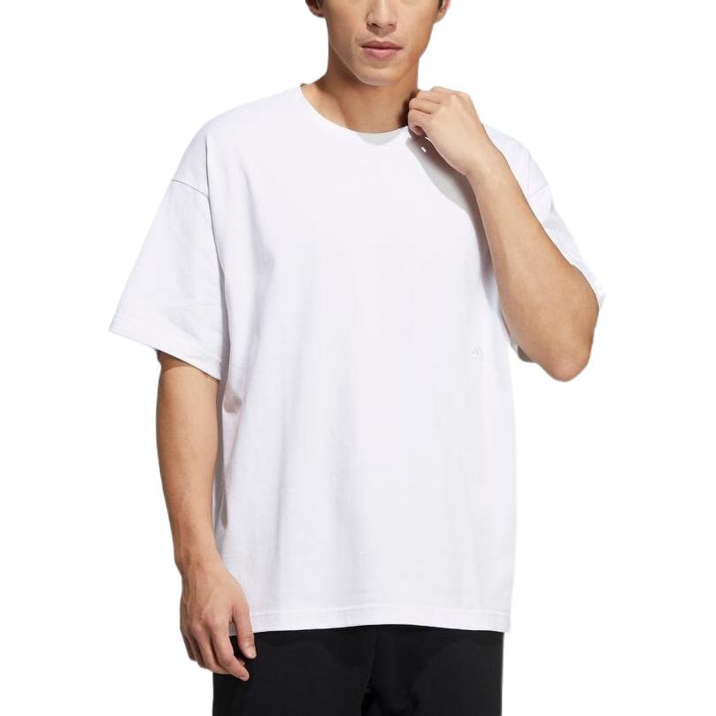 Men's adidas Back Alphabet Printing Round Neck Short Sleeve Japanese Version White T-Shirt HD0084