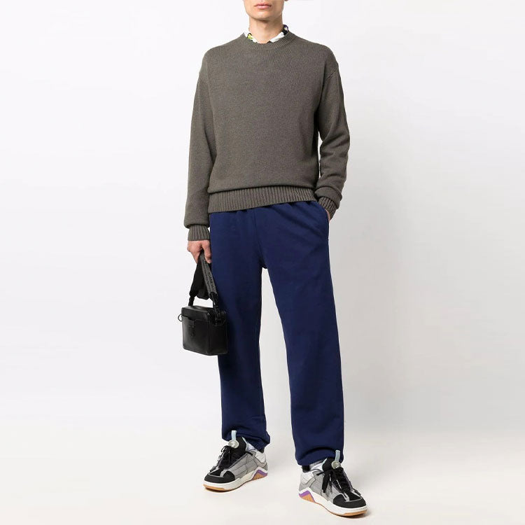Men's Off-White Basic Pullover Wool Sweater Loose Fit Brown OMHE091F21KNI0015555