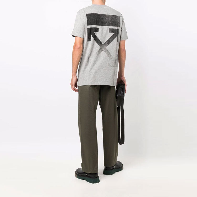 Men's Off-White FW21 Arrow Logo Cotton Short Sleeve Gray T-Shirt OMAA027F21JER0050810