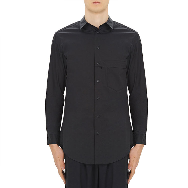 Men's Y-3 SS21 Solid Color Casual Long Sleeves Shirt Black GV4221