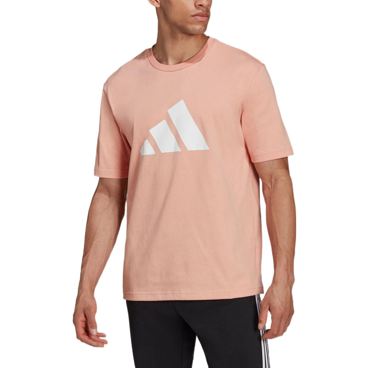 Men's adidas Logo Printing Pattern Round Neck Pullover Short Sleeve Pink T-Shirt H39748