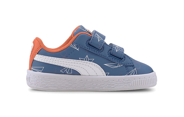 (TD) PUMA Basket Paper Plane Casual Board Shoes White/Blue/Orange 371188-02