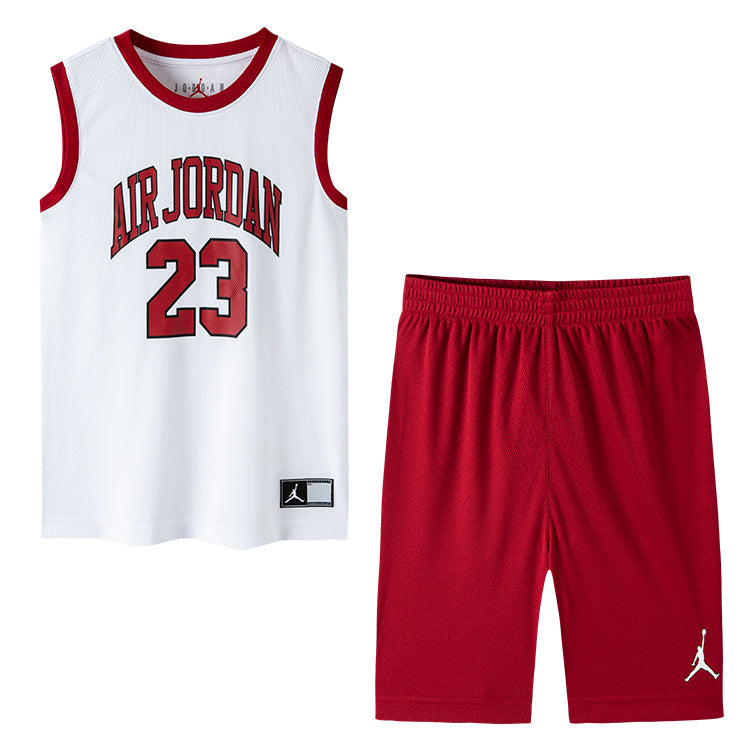 (PS) Air Jordan HBR DNA Muscle Tee and Short Set 'White Red' JD2122027PS-002
