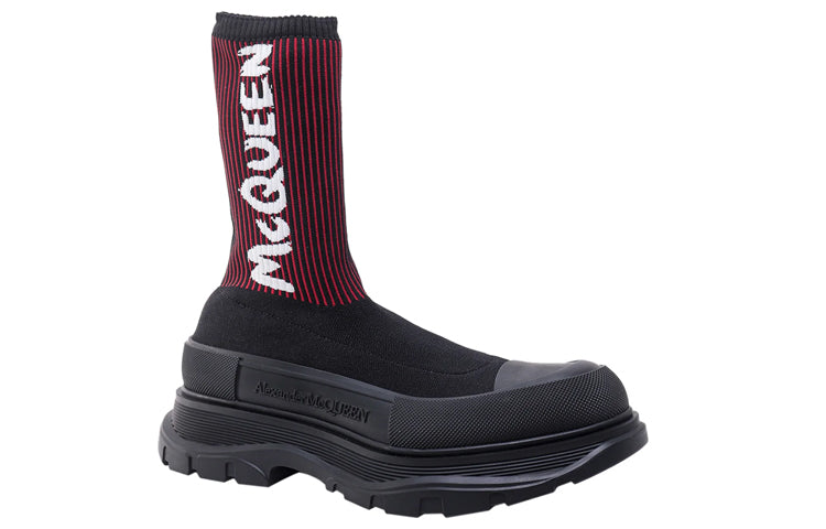 Alexander McQueen Graffiti Knit Tread Slick Boots 'Wine Red Black' 705671W4UD11550